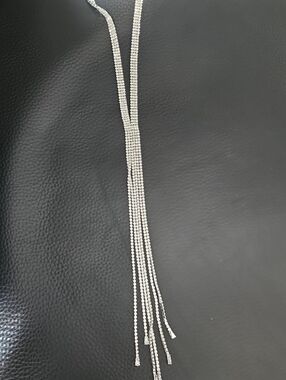 New Stunning Silver Crystal Tassel Y-Necklace